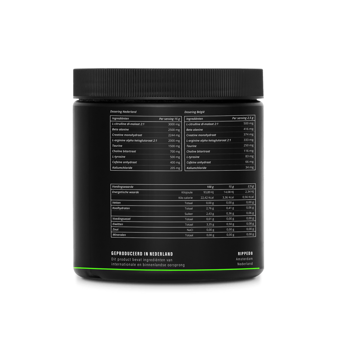 Pre - workout Perzik - 300 Gram - Ripped8